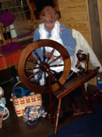 spinning wheel being used